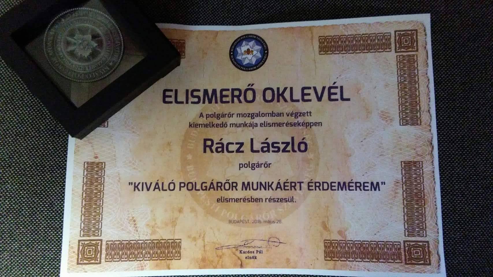 Rácz László - Kiváló Polgárőr Érdemérem